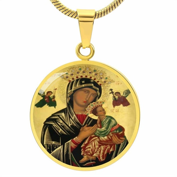Our Lady of Perpetual Help Necklace Gold Finish or Silver