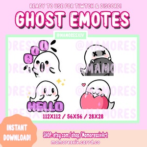 4 x Ghost Emote Bundle | Halloween Twitch Emotes | Twitch Graphics | Discord Emotes | Streamer Emotes Set | Cute Ghost Emotes | Ready to Use