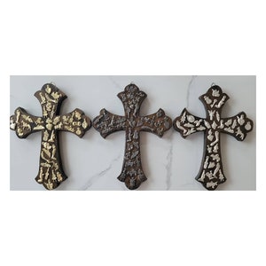 Oak Wood Milagro Cross - Ex-Voto - Walnut Stained - with 3 options of Milagro Charm Colors