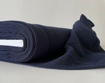Cotton muslin fabric - Navy