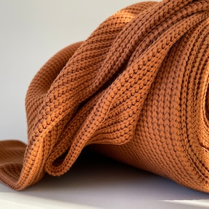 Chunky cotton knit fabric - Cognac