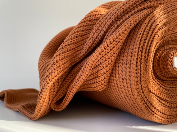 Chunky cotton knit fabric - Cognac