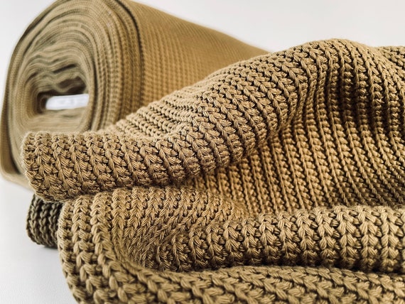 Chunky Cotton Knit Fabric Olive 