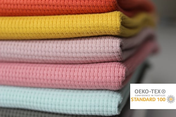 Cotton knit Waffle fabric by half meter / half yard
