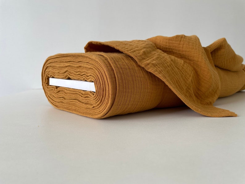 Cotton muslin fabric Mustard image 1