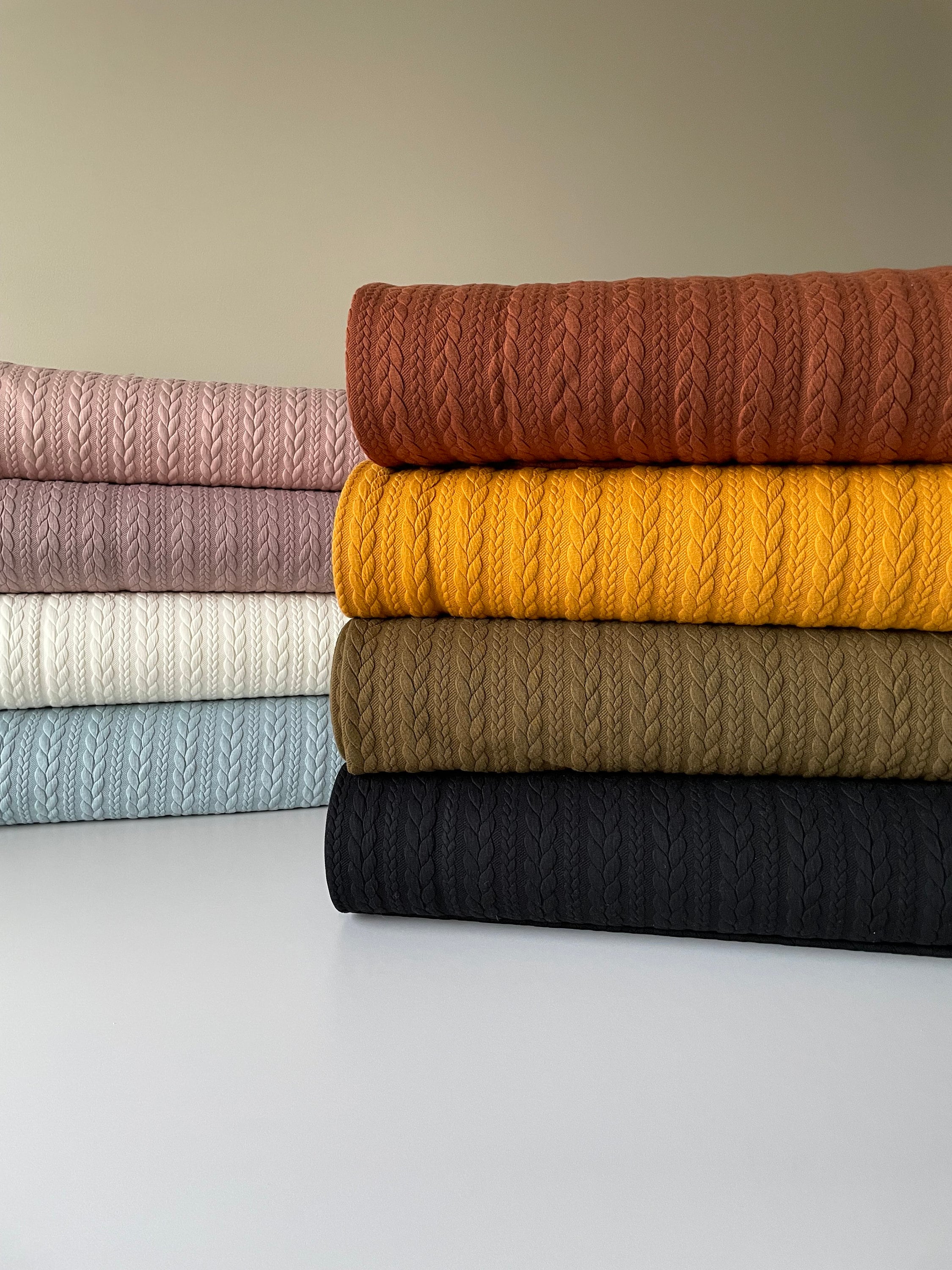 Cable Knit Jersey Fabric by Half Meter / Half Yard