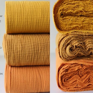 Cotton muslin fabric - Yellow / Mustard / Orange - Double gauze