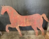 Rare beauty 19th c sheet iron horse weathervane trade sign original red paint