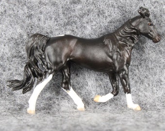 NAN'd Custom Micro Mini Model Horse - Maggie Bennett pewter Featherstep to Black Tobiano