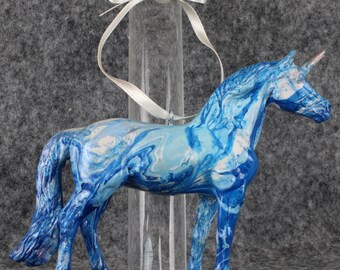 Cm Custom Breyer Stablemate Warmblood to Ribbon Candy Ornament