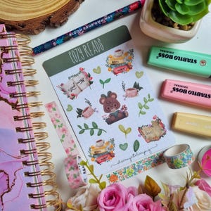Cute Bear Mocha Waterproof Vinyl Stickers | Kawaii Illustration Stickers for Books & Journals | Perfect for Scrapbooking, Laptops, Journals