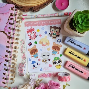 Island Getaway / Adesivi in vinile impermeabili Animal Crossing / Adesivi per videogiochi / Adesivi carini per diario / Adesivi kawaii / Bujo