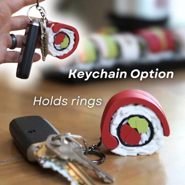 Sushi Design Pill Box Keychain | Travel Medicine Vitamin Container