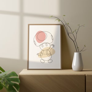 Mario Bros. - Kröte | One Line minimalistisches druckbares Poster | Digitaler Download