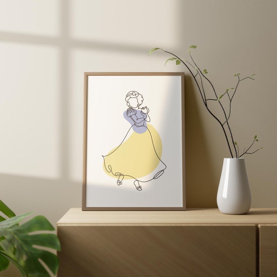 Snow White One Line Movie Poster Princess Art Digital Download