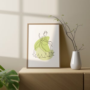 Princess and the Frog - Tiana | One Line Boho Printable Art | Digital Download