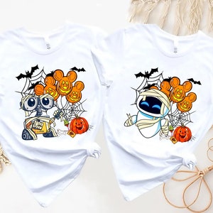 Disney Pixar Wall-e and Eve Mummy Halloween Shirt, Horror Mickey Balloon Tee, Disneyland Halloween Matching Shirt, Halloween Party Gift 2025
