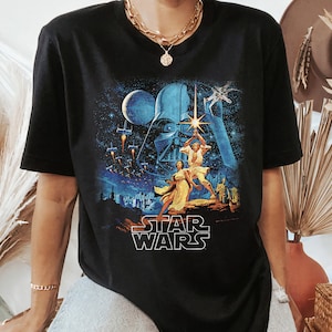 Star Wars Eine neue Hoffnung verblasstes Vintage Poster Grafik-T-Shirt, Disneyland Familie Passendes Shirt, Magic Kingdom, BTW Epcot Freizeitpark