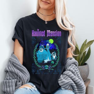 Disney Lilo and Stitch Characters Cosplay Haunted Mansion Hitchhiking Ghosts Shirt, Foolish Mortals Shirt, Disneyland Matching Family Shirts image 1