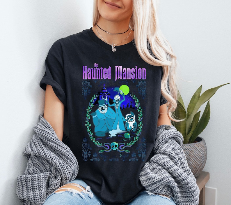 Disney Lilo and Stitch Characters Cosplay Haunted Mansion Hitchhiking Ghosts Shirt, Foolish Mortals Shirt, Disneyland Matching Family Shirts image 1