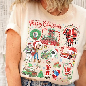 Disney Pixar Group Christmas Lights shirt, Disney Pixar Pier Christmas Tee, Cars Toy Story Inside Out Disneyland California Christmas Outfit image 1