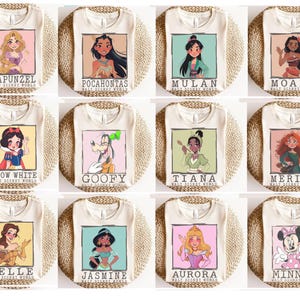 Camiseta de dibujos animados con todos los personajes de Walt Disney World, camiseta de dibujos animados de Mickey y sus amigos de Toy Story, princesa, Chip y Dale, camiseta con boceto de Disney imagen 3