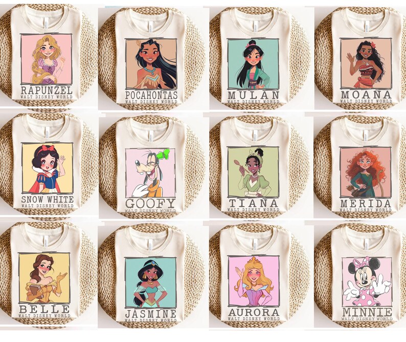Camiseta de dibujos animados con todos los personajes de Walt Disney World, camiseta de dibujos animados de Mickey y sus amigos de Toy Story, princesa, Chip y Dale, camiseta con boceto de Disney imagen 3