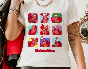 Disney Sebastian Stimmungen T-Shirt, die kleine Meerjungfrau Shirt, Disney Charaktere Shirt, Disneyland Reise Geschenk, passende Familien Shirts Unisex T-Shirt