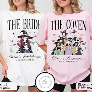 Personalized Disney Princess Halloween Bachelorette Party Shirt, Disney Bride Tee, Bride To Be, Team Bride Coven Witch Group Matching Shirt