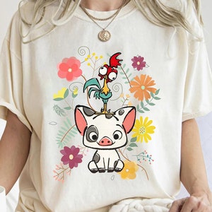 Disney Moana 70s Style Floral Pua And Hei Hei Shirt, Disney Moana Shirt, Family Vacation Shirt, Disney Moana Movie Shirt,Magic Kingdom Shirt