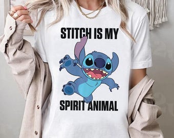 Disney Stitch is My Spirit Animal-shirt, Lilo and Stitch, bijpassende Disneyland-familieshirt, Magic Kingdom-T-shirt, WDW Epcot-pretpark