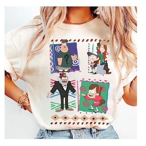 Vintage 90s Disney Gravity Falls Characters T-Shirt, Mabel Dipper Wendy Soos Grunkle Shirt, Disneyland Family Vacation Matching Shirt