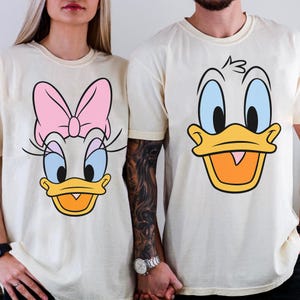 Disney Daisy Duck and Donald Duck Big Face Cute Character Shirt, Disneyland Family Matching Shirt, Magic Kingdom, WDW Epcot Theme Park