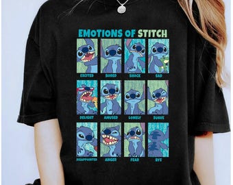 Camiseta Disney Lilo y Stitch Emociones de Stitch, Camiseta a juego para la familia de Disneyland, Camiseta de Magic Kingdom, Parque temático WDW Epcot