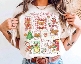 Camiseta navideña de Disney con pan de jengibre de Mickey y sus amigos, Fiesta navideña de Mickey, Galletas de jengibre navideñas familiares de WDW Disneyland