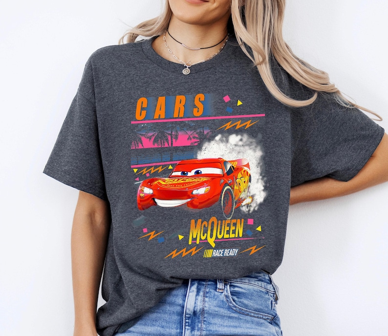 Disney Cars Lightning McQueen Palm Tree Sunset Disneyland Family Matching Shirt, Magic Kingdom Tee, WDW Epcot Theme Park image 3