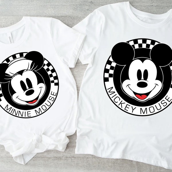 Disney Mickey And Friends Mickey Mouse Minnie Mouse Checkerboard Circle Unisex Tee Adult T-shirt Kid Shirt Long Sleeve Hoodie