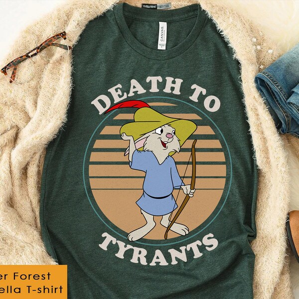 Chemise rétro des années 70 Skippy Rabbit Death To Tyrants, T-shirt Disney Robin des Bois, chemise familiale assortie Disneyland WDW, Magic Kingdom