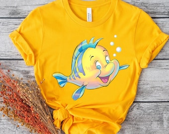 Disney The Little Mermaid Flounder Bubbles T-Shirt, Disneyland Family Matching Shirt, Magic Kingdom Tee, WDW Epcot Theme Park