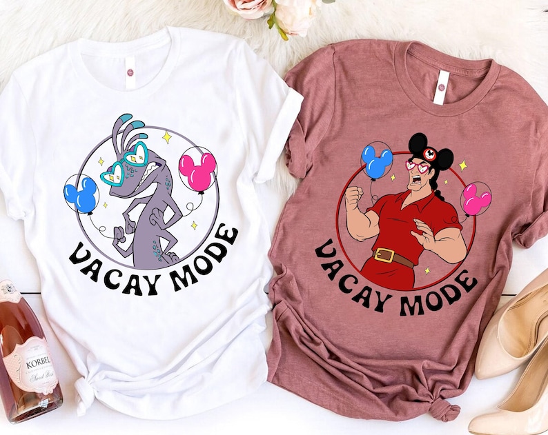 Camiseta retro de los 90 con villanos de Disney, los malos llevan orejas de Mickey y globos, modo vacaciones. Camiseta del Capitán Garfio, Scar, Hades, Jafar, Gastón, camisetas de Disneyland. imagen 2