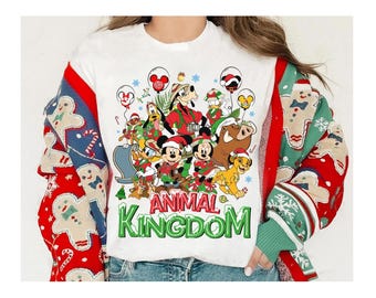 Disney Micky und Freunde Weihnachtsshirt, Disney Animal Kingdom Weihnachtsshirt, Löwenkönig Hakuna Matata Weihnachtssafari-T-Shirt