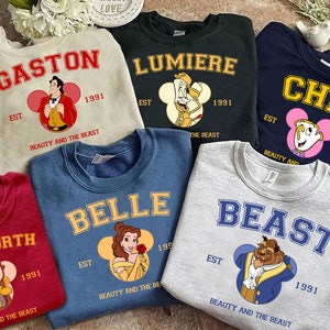 Retro Disney Beauty and The Beast Est 1991 Shirt, Belle, Beast, Gaston, Lumiere, Mrs Potts and Chip, WDW Disneyland Matching Family Shirt