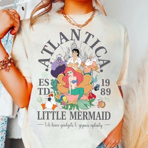Retro Disney Atlantica Est. 1989 Shirt The Little Mermaid Groups, shirt prinses Ariel Flounder Sebastian Ursula, Disney Girl&#39;s Trip-T-shirt