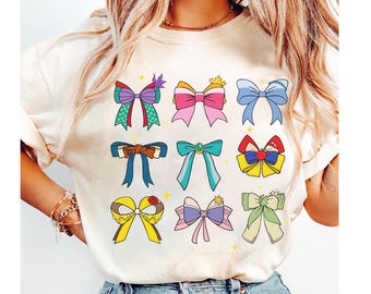 Disney Princess Coquette Bow Shirt, Princess Bow Shirt, Disneyland Castle Princess Girl Trip Shirt, Princess Birthday Tee, Disneyworld Shirt
