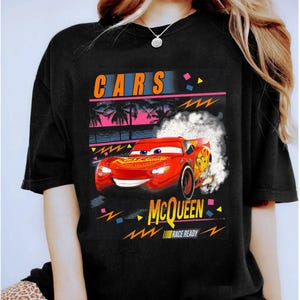 Disney Cars Lightning McQueen Palm Tree Sunset Disneyland Family Matching Shirt, Magic Kingdom Tee, WDW Epcot Theme Park image 1