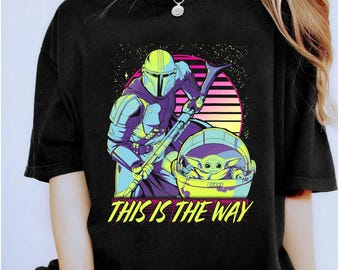 Star Wars The Mandalorian The Child This Is The Way neon poster T-shirt, Star Wars Galaxy's Edge shirt, Disneyland WDW bijpassende familieshirt