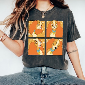 Disney Lady and The Tramp Cute Lady Portrait Boxes Shirt, Disney Lady Shirt, Disneyland Trip Gift, WDW Matching Family Shirts Unisex T-shirt