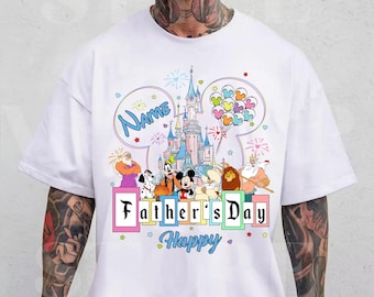 Camiseta personalizada del Día del Padre con el Castillo de Disney de Mickey y sus amigos, Mufasa, el Rey Tritón, el Sultán Goofy, camiseta Disney para papá, el mejor papá del mundo.