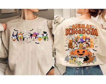 2-zijdig gepersonaliseerd Disney Animal Kingdom Mickey & Friends Safari Halloween-shirt, Disney Halloween Trip-T-shirt, Lion King Wild Adventure-T-shirt