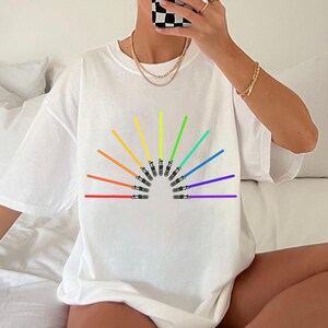 Star Wars Rainbow Lightsabers T-Shirt, Star Wars Disneyland Family Matching Shirt, Magic Kingdom, WDW Epcot Theme Park Shirt image 3
